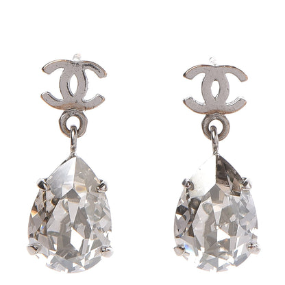 Chanel CC Crystal Drop Earrings Silver 1 of 6