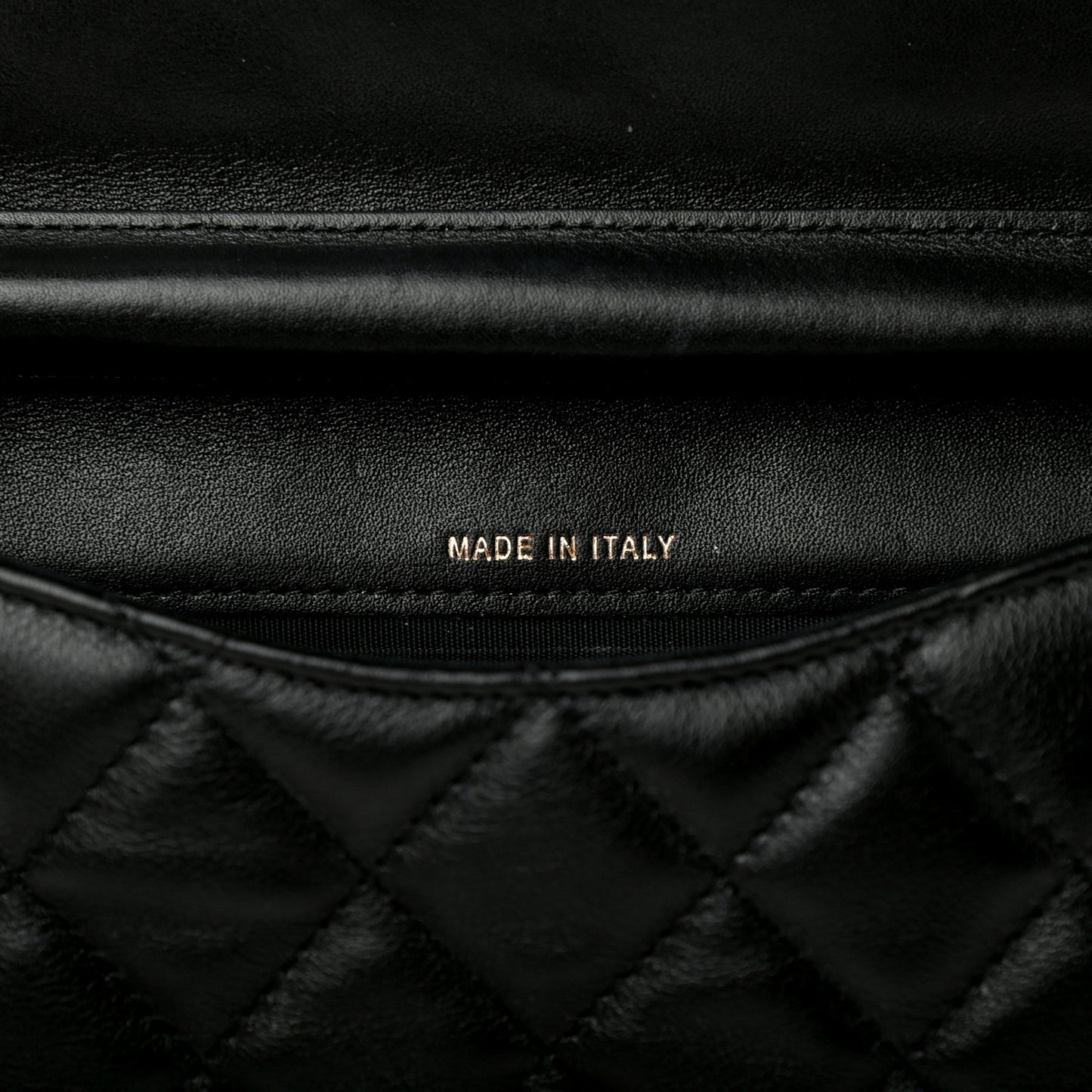 Calfskin Quilted Coco Mail Clutch With Chain Black