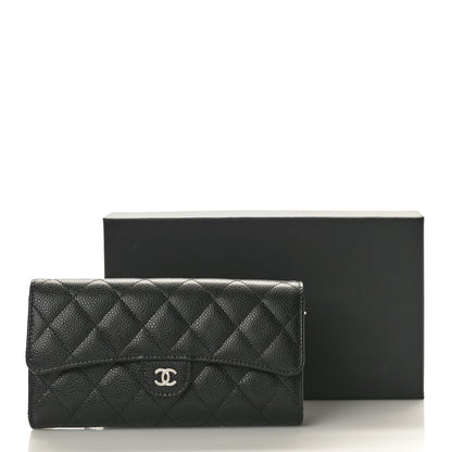 Chanel Caviar Quilted Large Gusset Flap Wallet Black 9 of 9