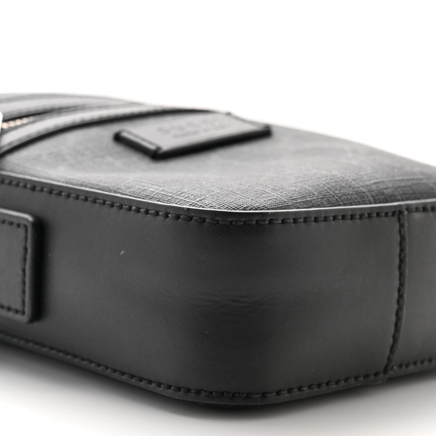 GG Supreme Monogram Appia Calfskin Web Small Camera Messenger Bag Black Grey