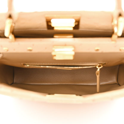 Fendi Ostrich Shiny Nappa Mini Peekaboo Iconic Satchel Cuoio 6 of 12
