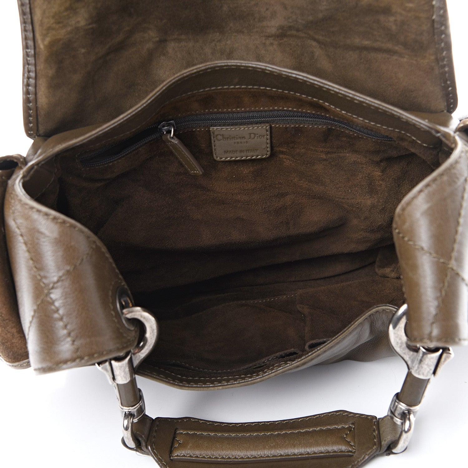 Christian Dior Calfskin Suede Rebelle Hobo Green 4 of 16