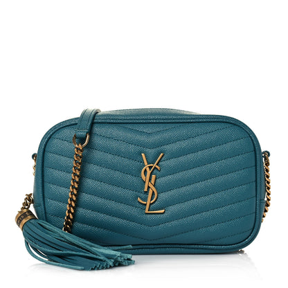 Saint Laurent Grain De Poudre Matelasse Monogram Mini Lou Camera Bag Blue Vert 1 of 12