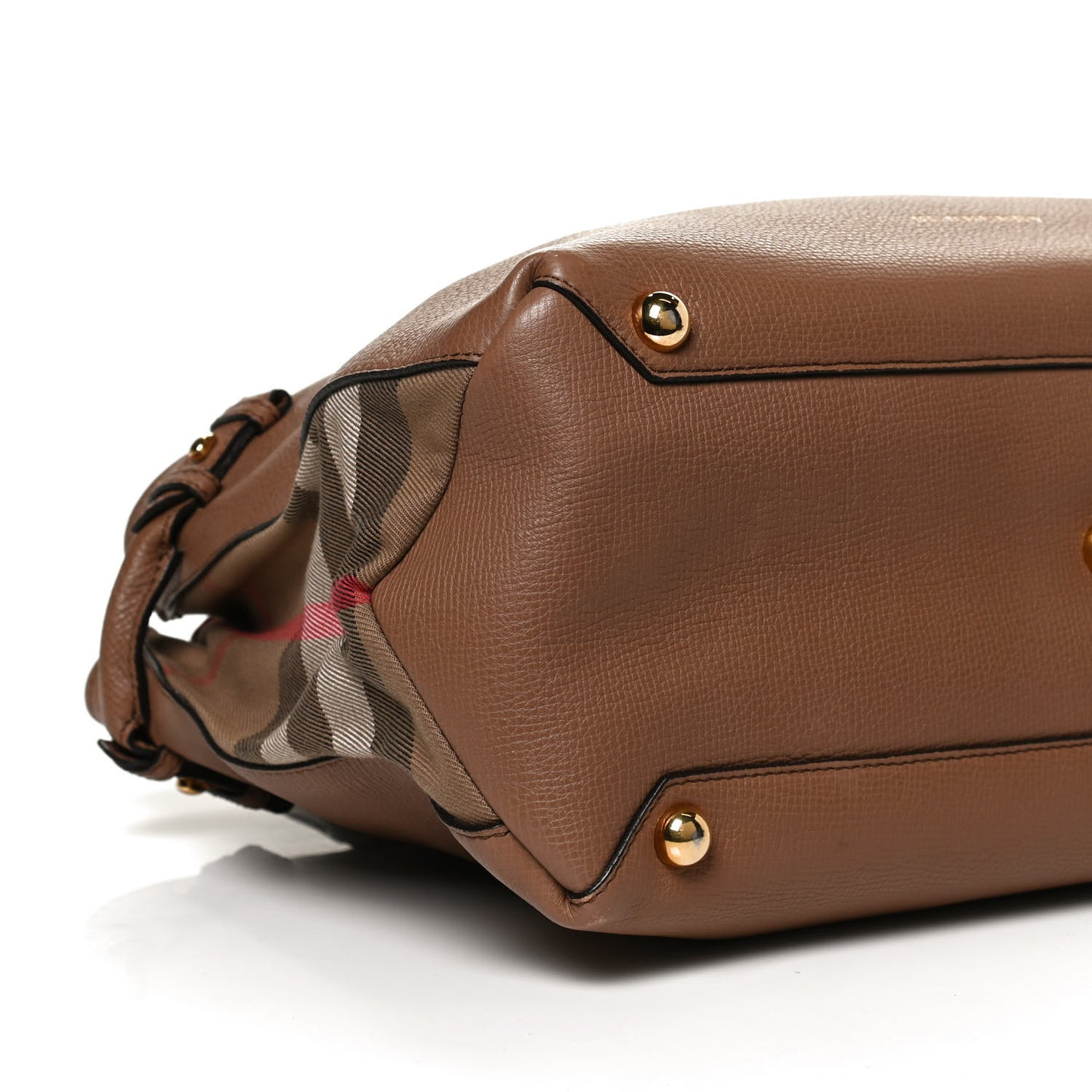 Grainy Calfskin House Check Medium Banner Tote Tan