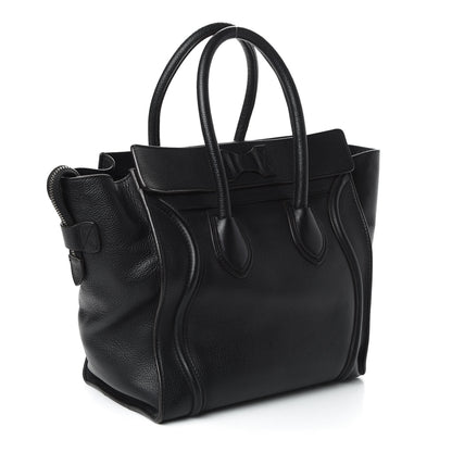 Celine Drummed Calfskin Mini Luggage Black 3 of 9