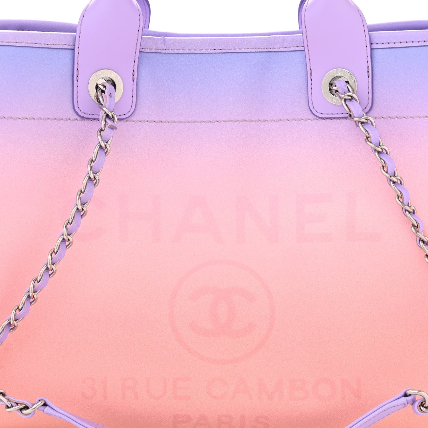Chanel Shaded Calfskin Medium Deauville Tote Light Purple Pink Coral 9 of 12