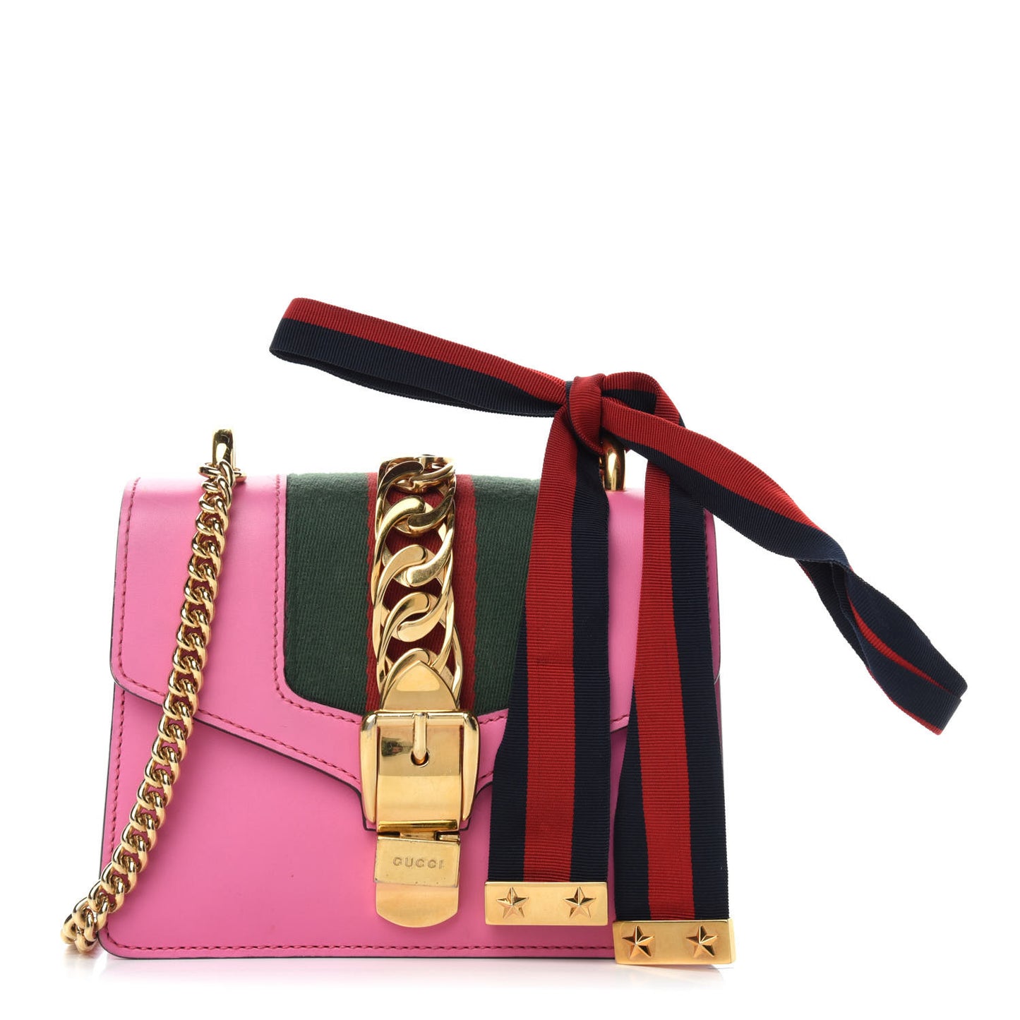 Vitello Fontanella Web Mini Sylvie Chain Shoulder Bag Pink Tropical Flower