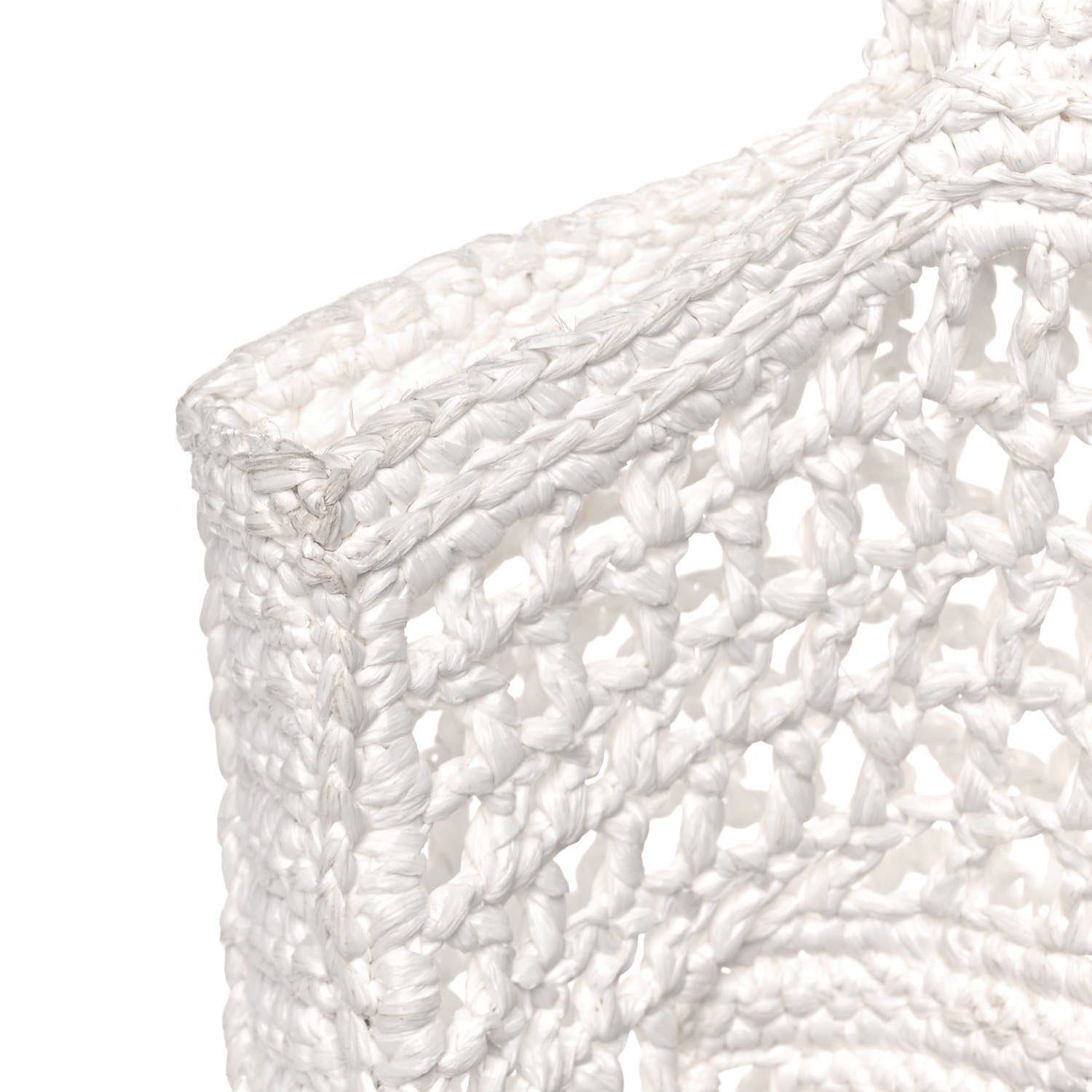 Prada Yarn Raffia Effect Crochet Logo Embroidered Tote Bag White 12 of 15