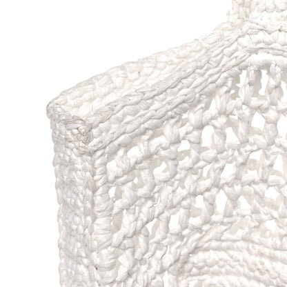 Prada Yarn Raffia Effect Crochet Logo Embroidered Tote Bag White 12 of 15