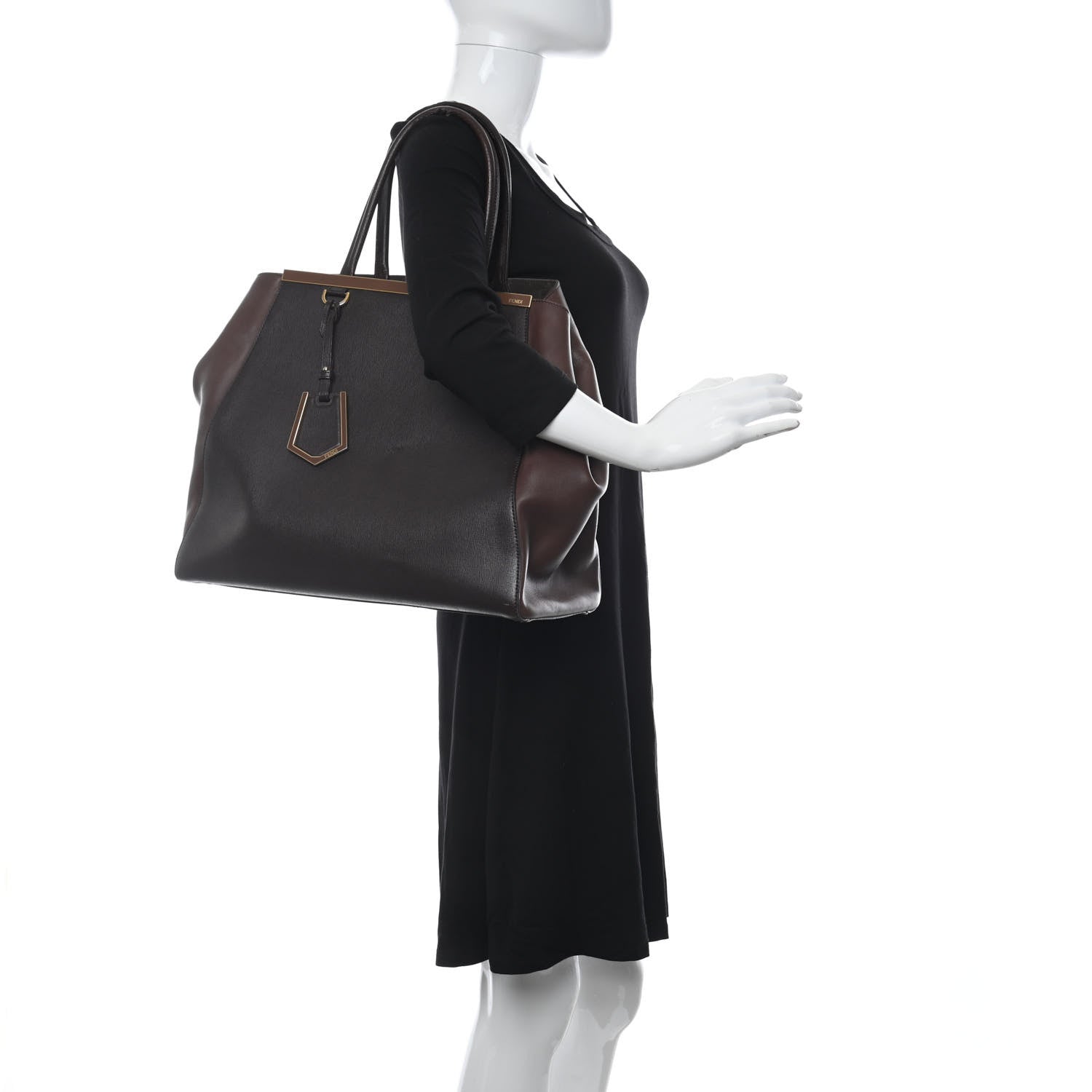Fendi Vitello Elite Flamingo Large 2Jours Tote Moro Marrone Nocciola 3 of 20