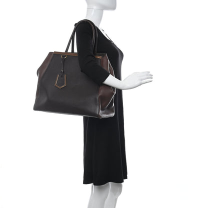 Fendi Vitello Elite Flamingo Large 2Jours Tote Moro Marrone Nocciola 3 of 20