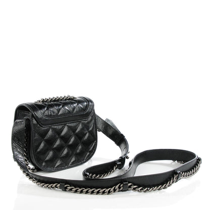 Chanel Shiny Goatskin Quilted Small Double Chained Messenger Flap Black 3 of 8
