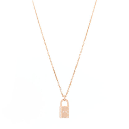 Hermes 18K Rose Gold Diamond Amulettes Cadenas Pendant Necklace 1 of 6