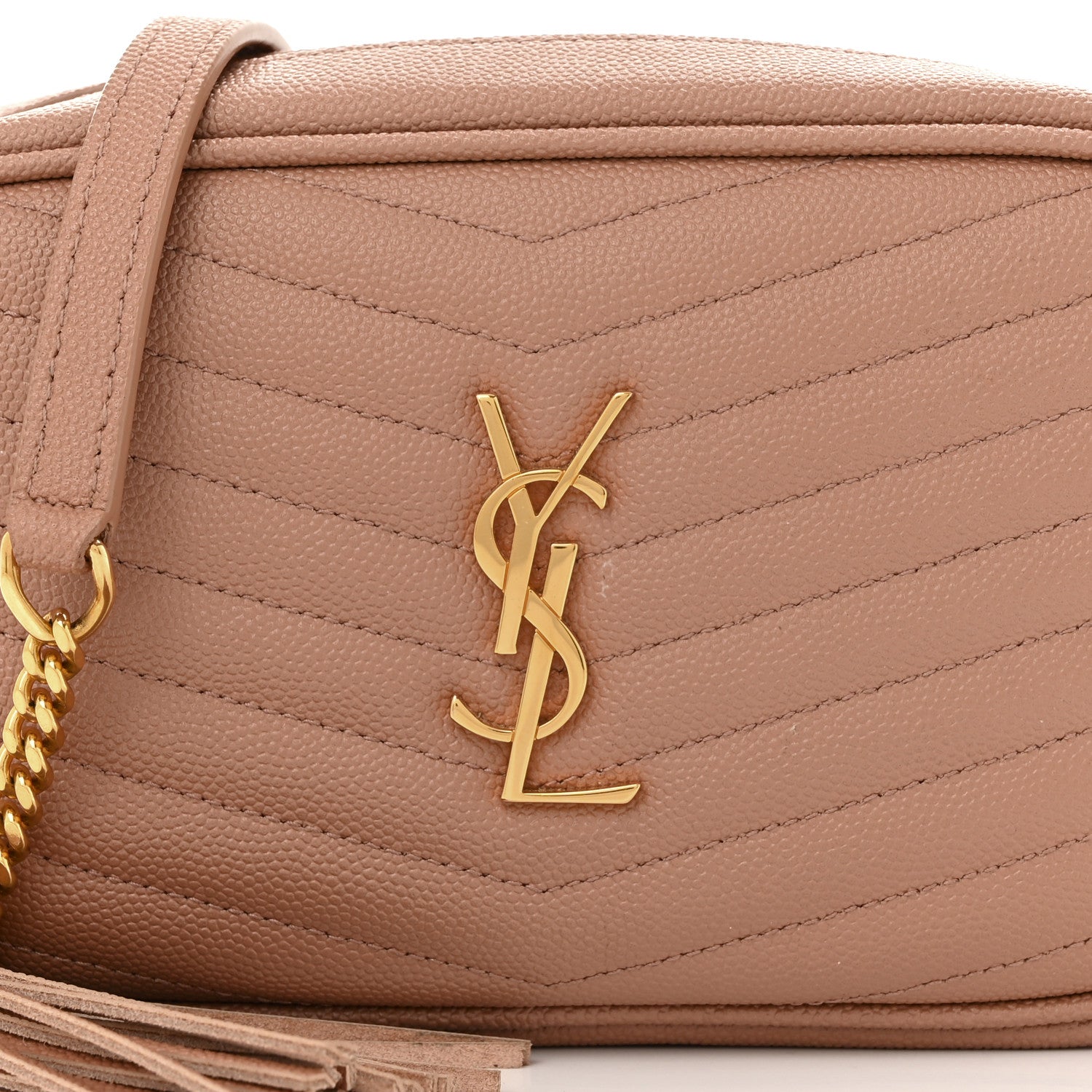 Saint Laurent Grain De Poudre Matelasse Monogram Mini Lou Camera Bag Vintage Peach 8 of 10