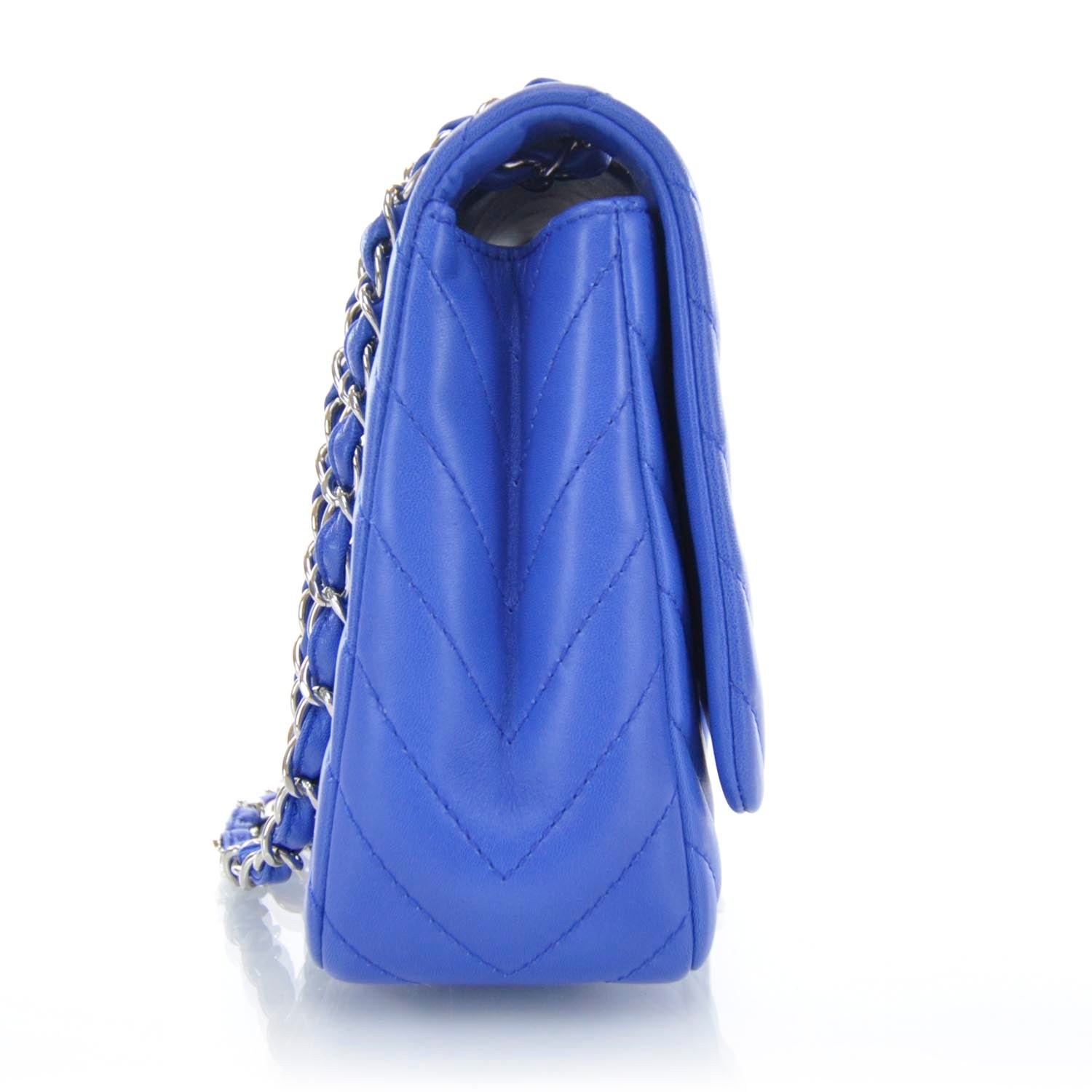 Chanel Lambskin Chevron Jumbo Flap Blue Roi 6 of 10