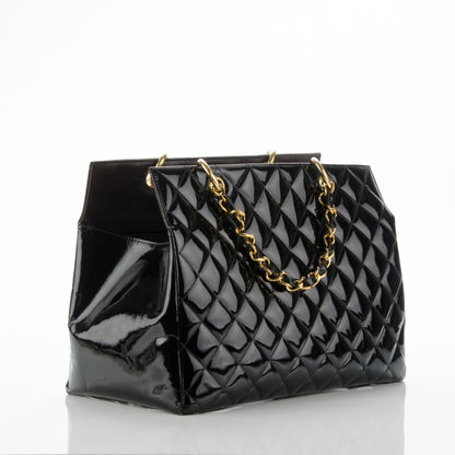 Chanel Patent Quilted Grand Shopping Tote GST Black 3 of 8