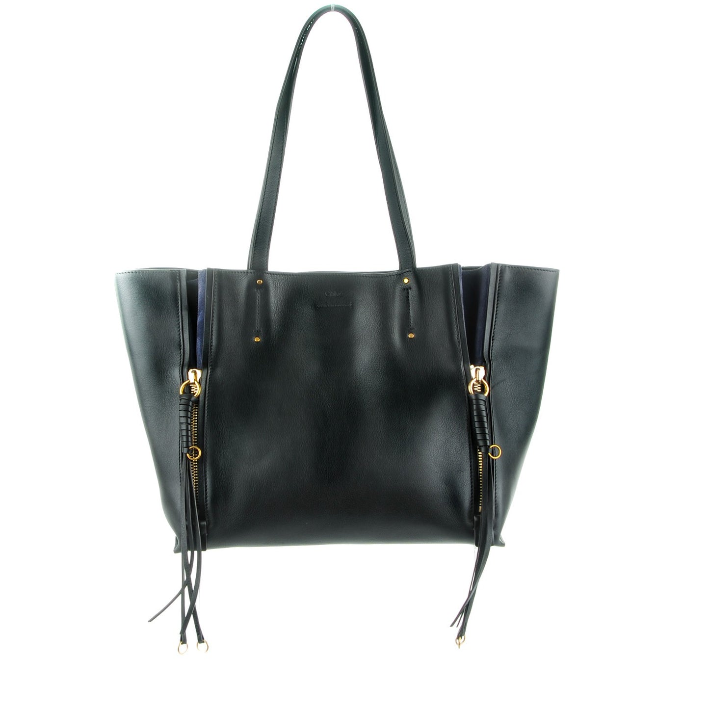 Smooth Calfskin Medium Milo Shopping Tote Black