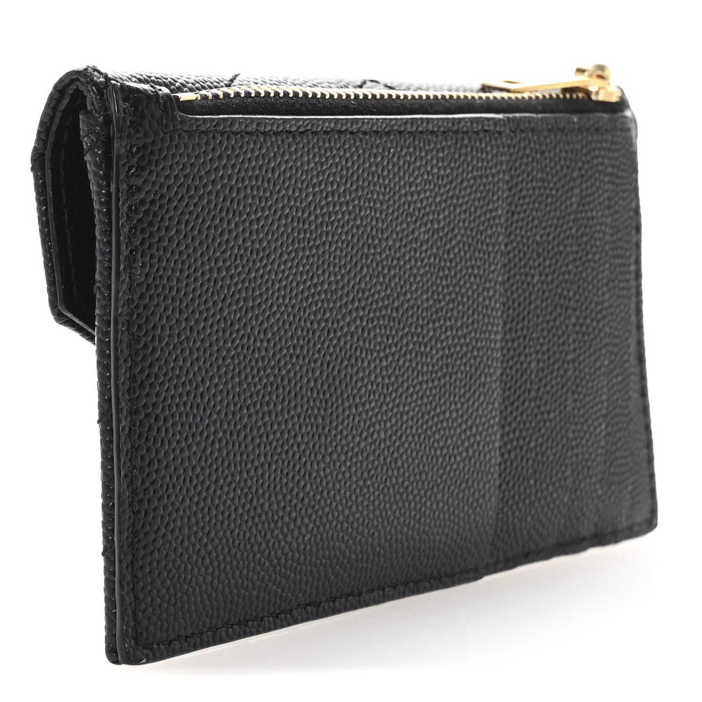 Grain De Poudre Matelasse Chevron Monogram Compact Wallet Black