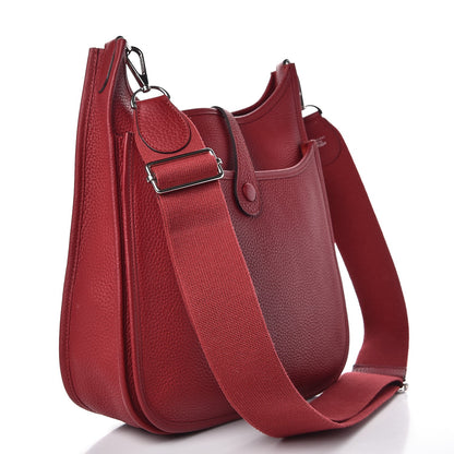 Hermes Taurillon Clemence Evelyne III PM Rouge Grenat 3 of 7