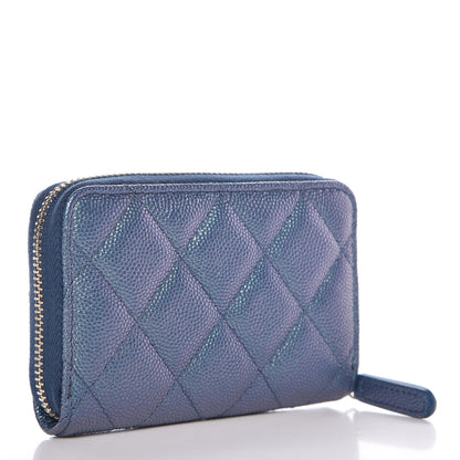 Chanel Iridescent Caviar Quilted Zip Coin Purse Blue 3 of 8