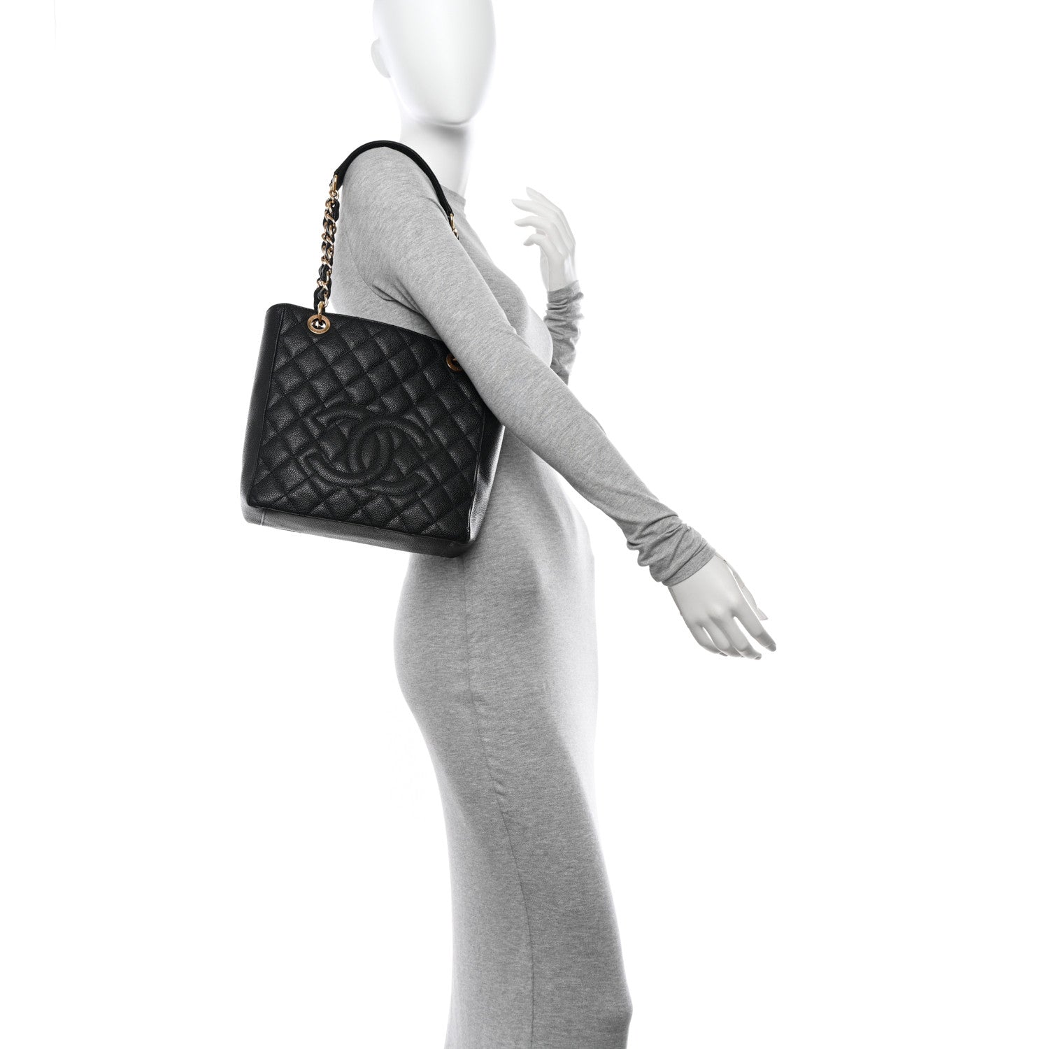 Chanel Caviar Quilted Petit Shopping Tote PST Black 2 of 10
