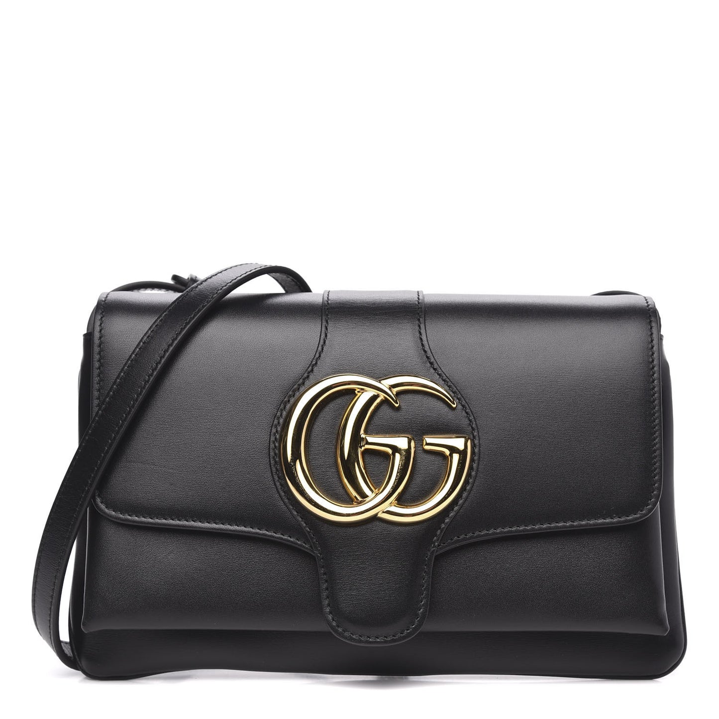 Vitello Palmellato Lux Small Arli Flap Shoulder Bag Black