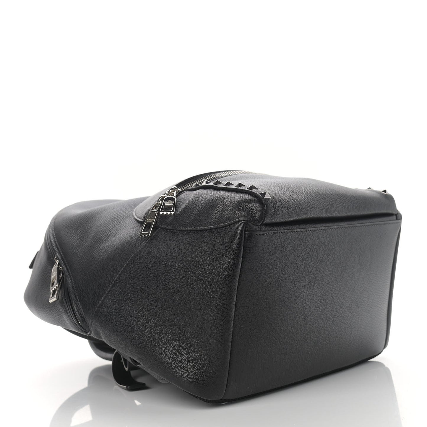 Grained Calfskin Rockstud Backpack Black