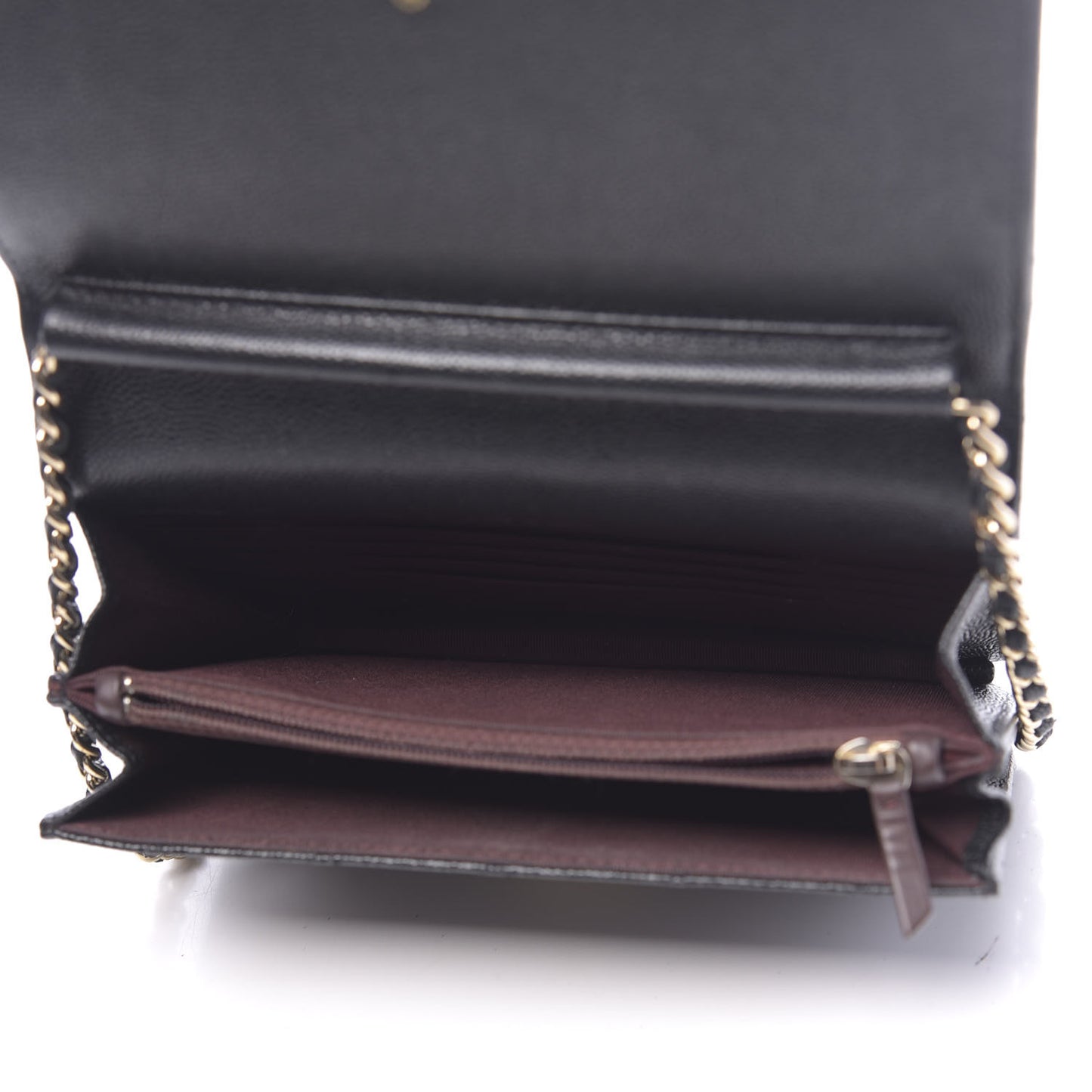 Caviar Quilted Square Wallet On Chain WOC Black