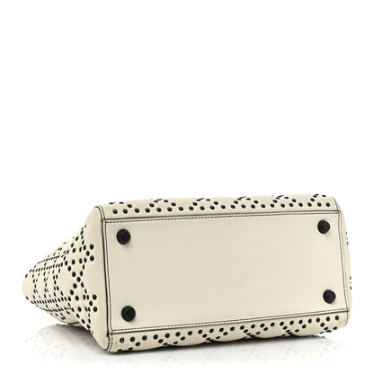 Christian Dior Lambskin Cannage Studded Medium Supple Lady Dior White Black 4 of 14