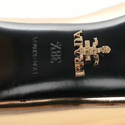 Prada Metallic Patent Metal Triangle Logo 45mm Loafer Pumps 38.5 Platino 11 of 11