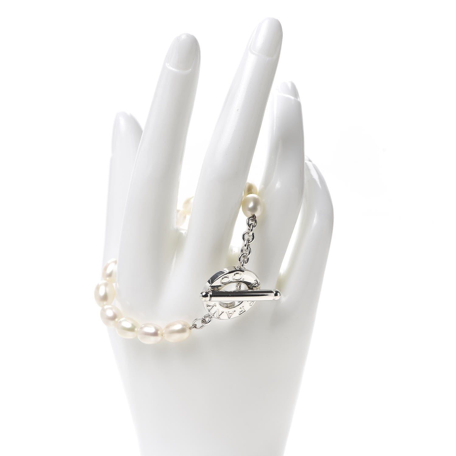 Tiffany Sterling Silver Pearl Toggle Bracelet 2 of 5