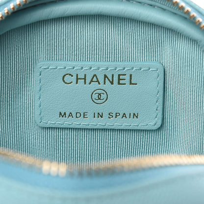 Chanel Caviar Quilted Zip Around Classic Coin Purse Light Blue 7 of 9
