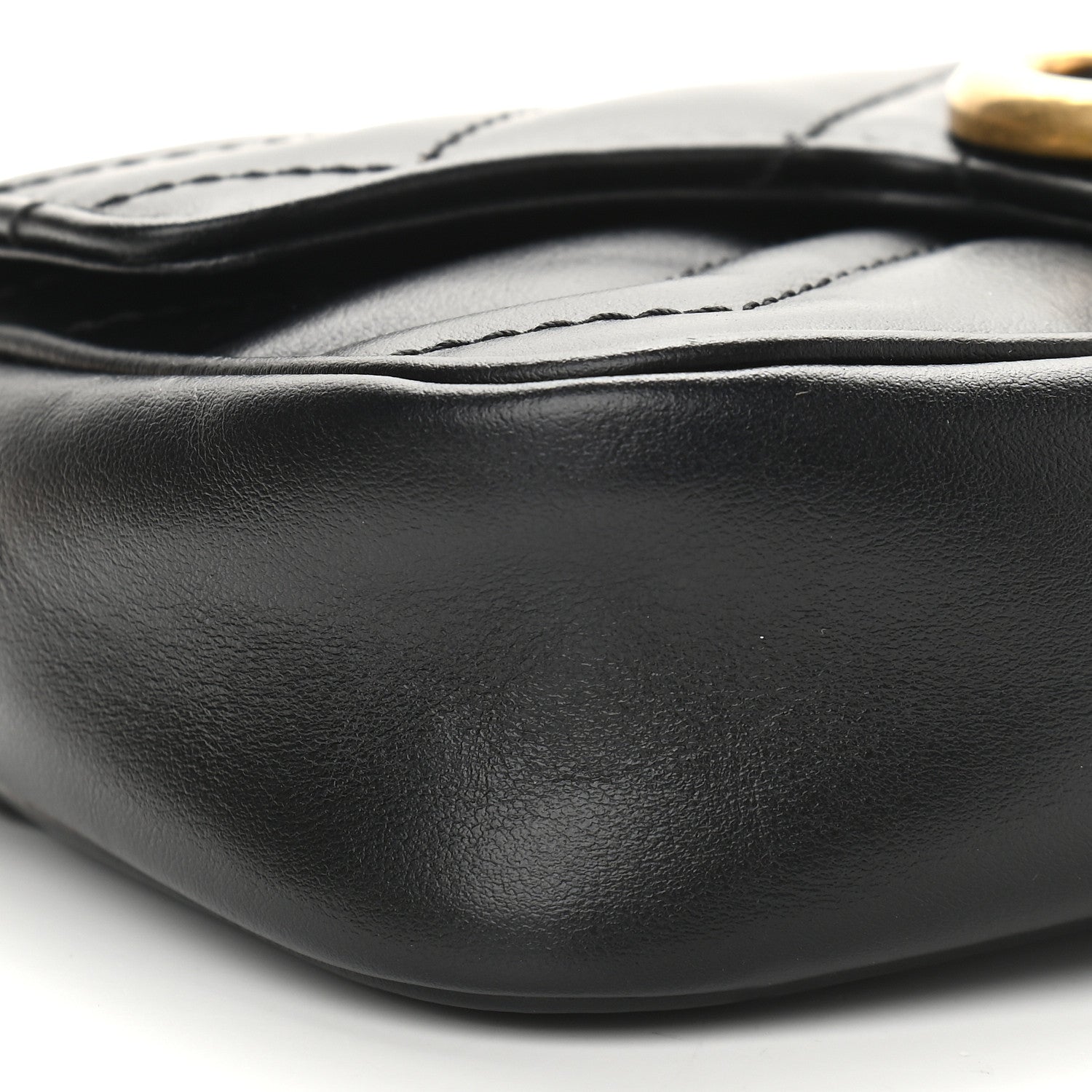 Gucci Calfskin Matelasse Super Mini GG Marmont Shoulder Bag Black 8 of 9