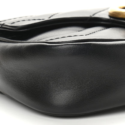 Gucci Calfskin Matelasse Super Mini GG Marmont Shoulder Bag Black 8 of 9