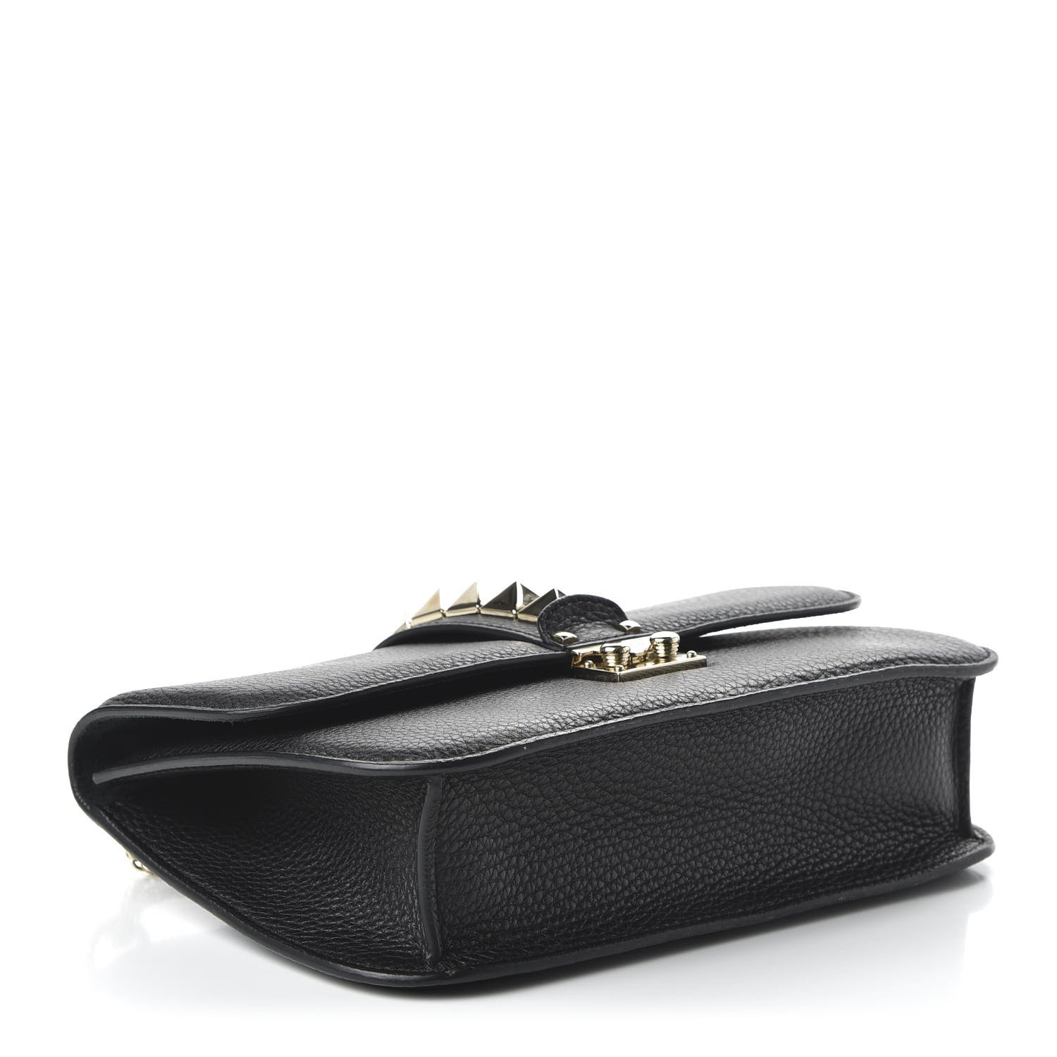 Valentino Garavani Pebbled Calfskin Medium Glam Lock Rockstud Flap Black 4 of 9