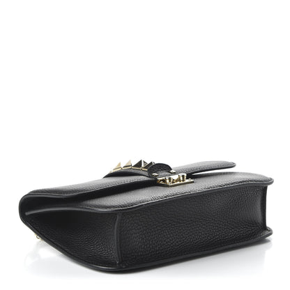 Valentino Garavani Pebbled Calfskin Medium Glam Lock Rockstud Flap Black 4 of 9