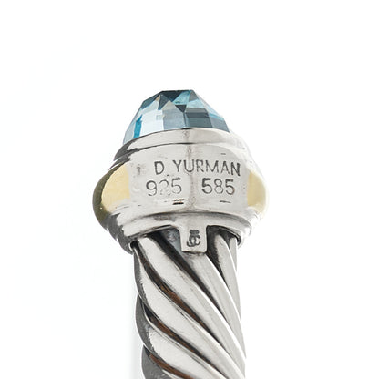 David Yurman Sterling Silver 14K Yellow Gold Blue Topaz 7mm Cable Classics Bracelet 3 of 3