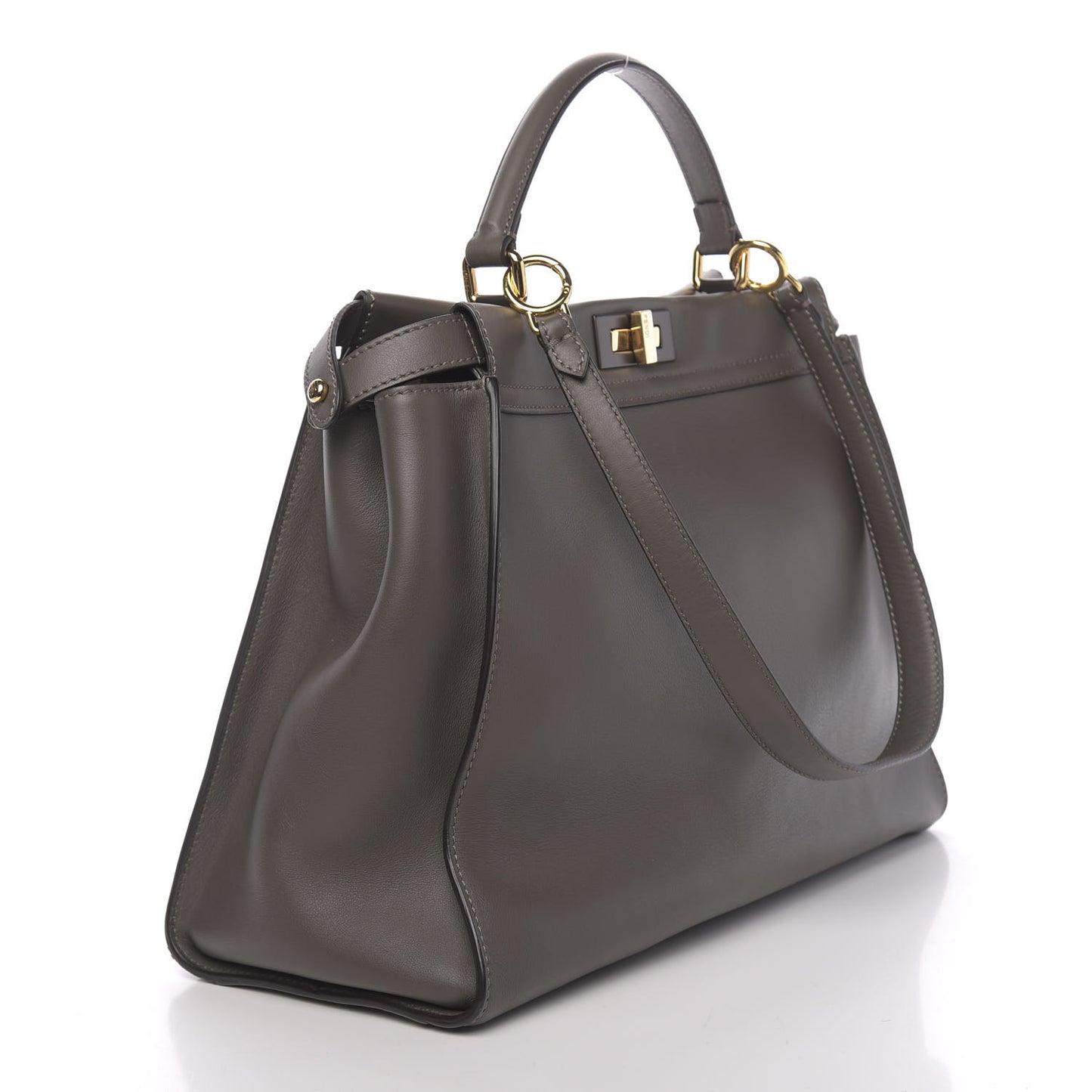 Calfskin Geometric Embroidered Large Peekaboo Iconic Satchel Grey