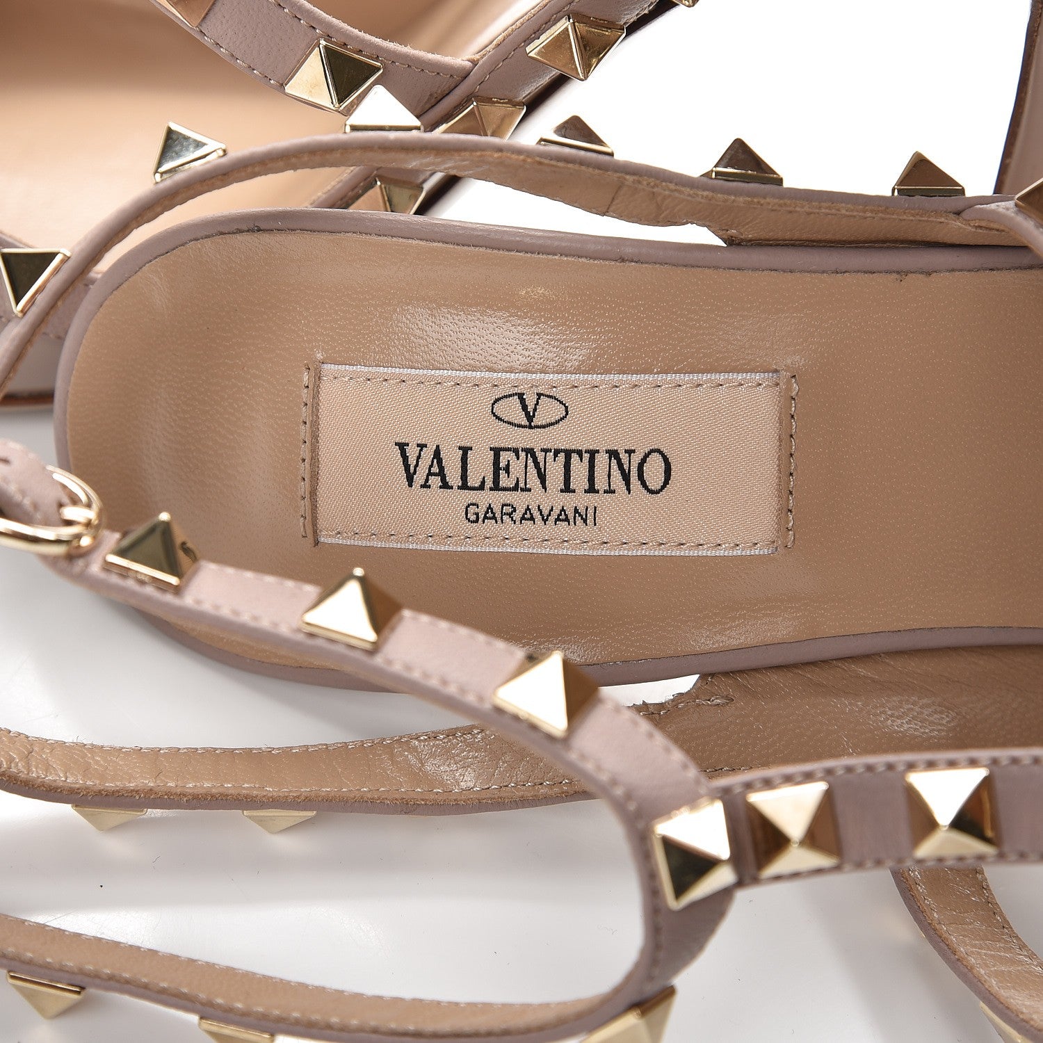Valentino Garavani Patent Nappa Rockstud Ankle Strap 100mm Pumps 38 Poudre 7 of 9