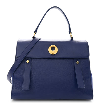 Saint Laurent Calfskin Canvas Medium Muse Two Blue 1 of 13