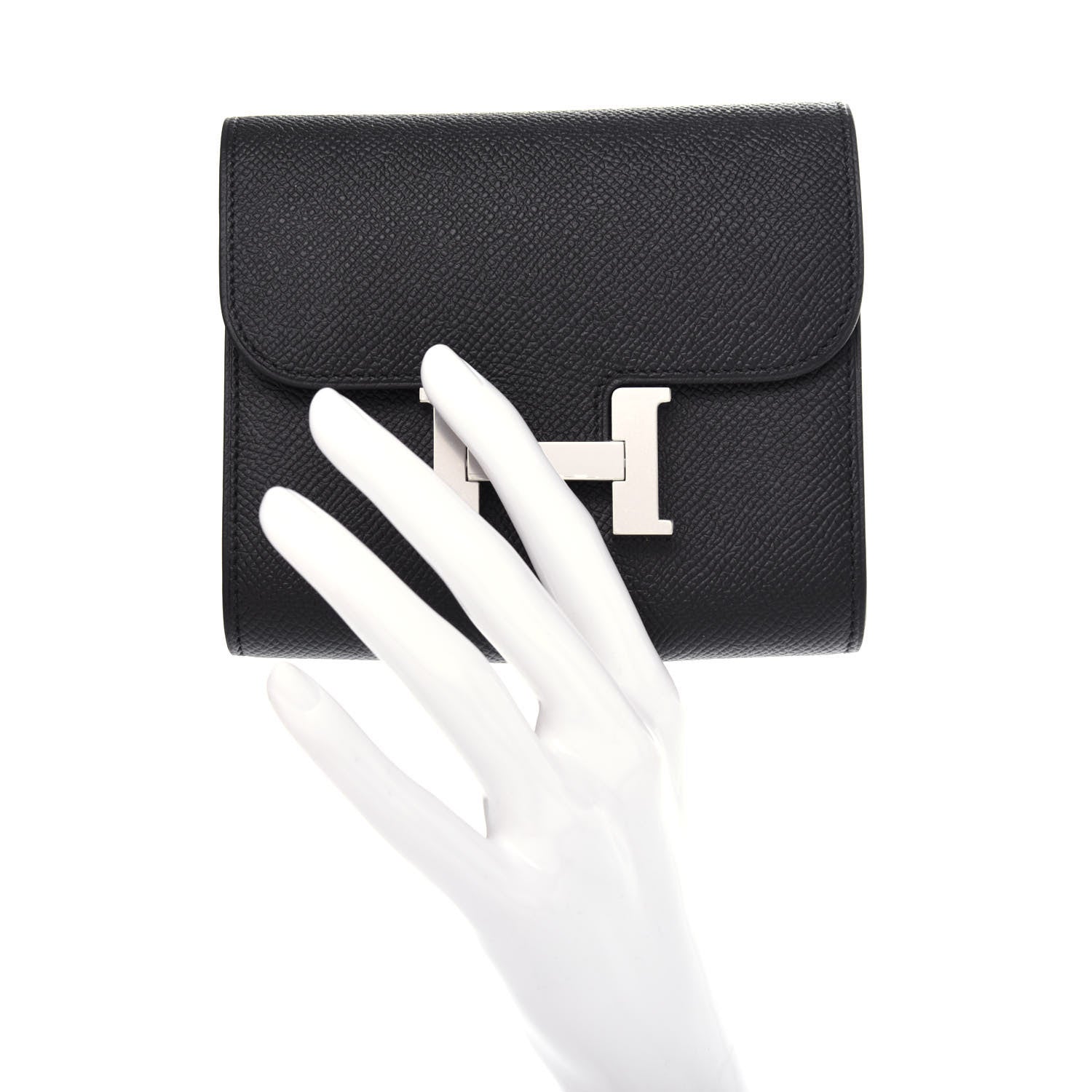 Hermes Epsom Constance Compact Passant Wallet Black 2 of 7