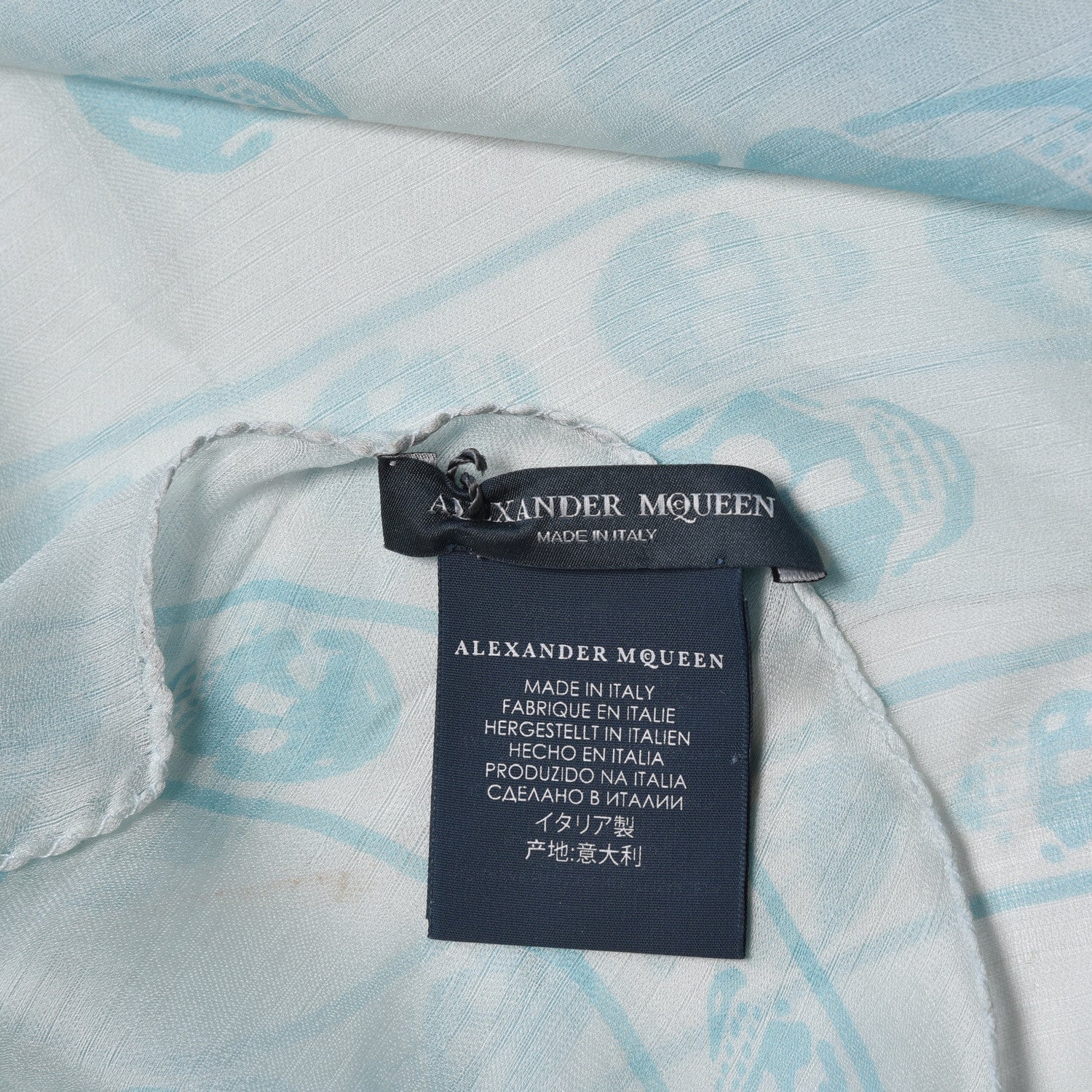 Alexander McQueen Silk Chiffon Skull Scarf Blue 5 of 5