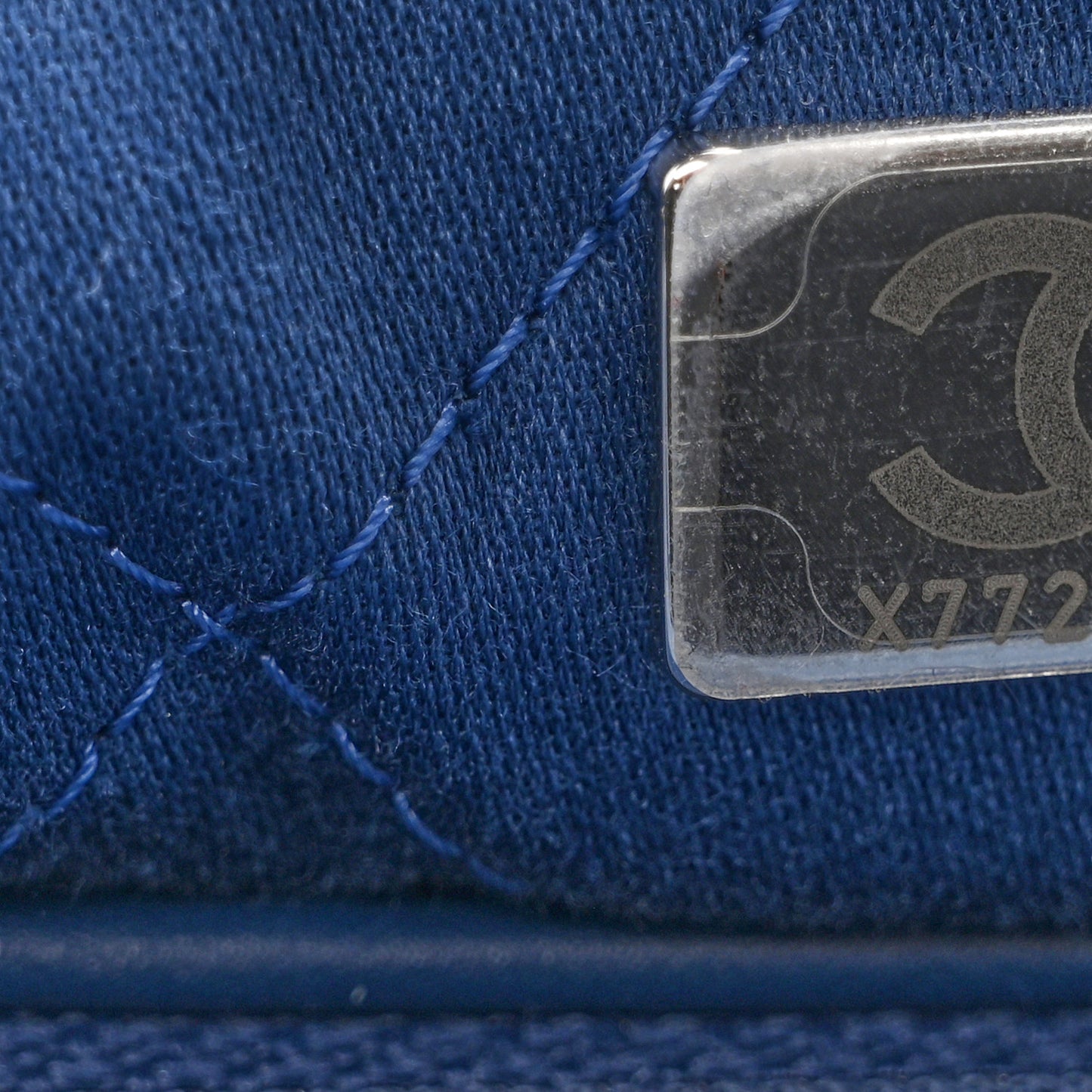 Washed Denim Quilted Studded Small Chanel 22 Blue