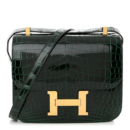 Hermes Shiny Niloticus Crocodile Constance 24 Vert Fonce 1 of 14