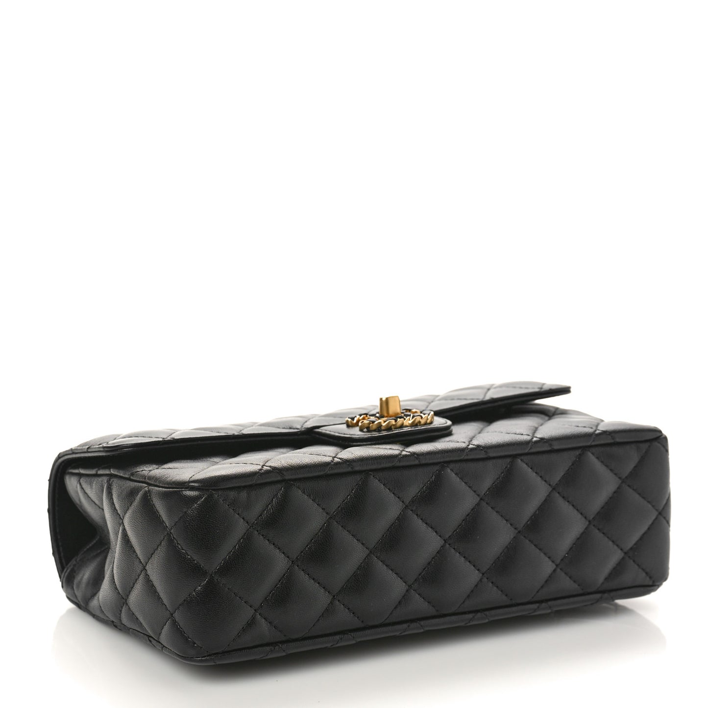 Lambskin Quilted Small Strass On Top Flap Bag Black