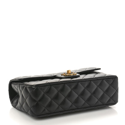 Chanel Lambskin Quilted Small Strass On Top Flap Bag Black 4 of 11