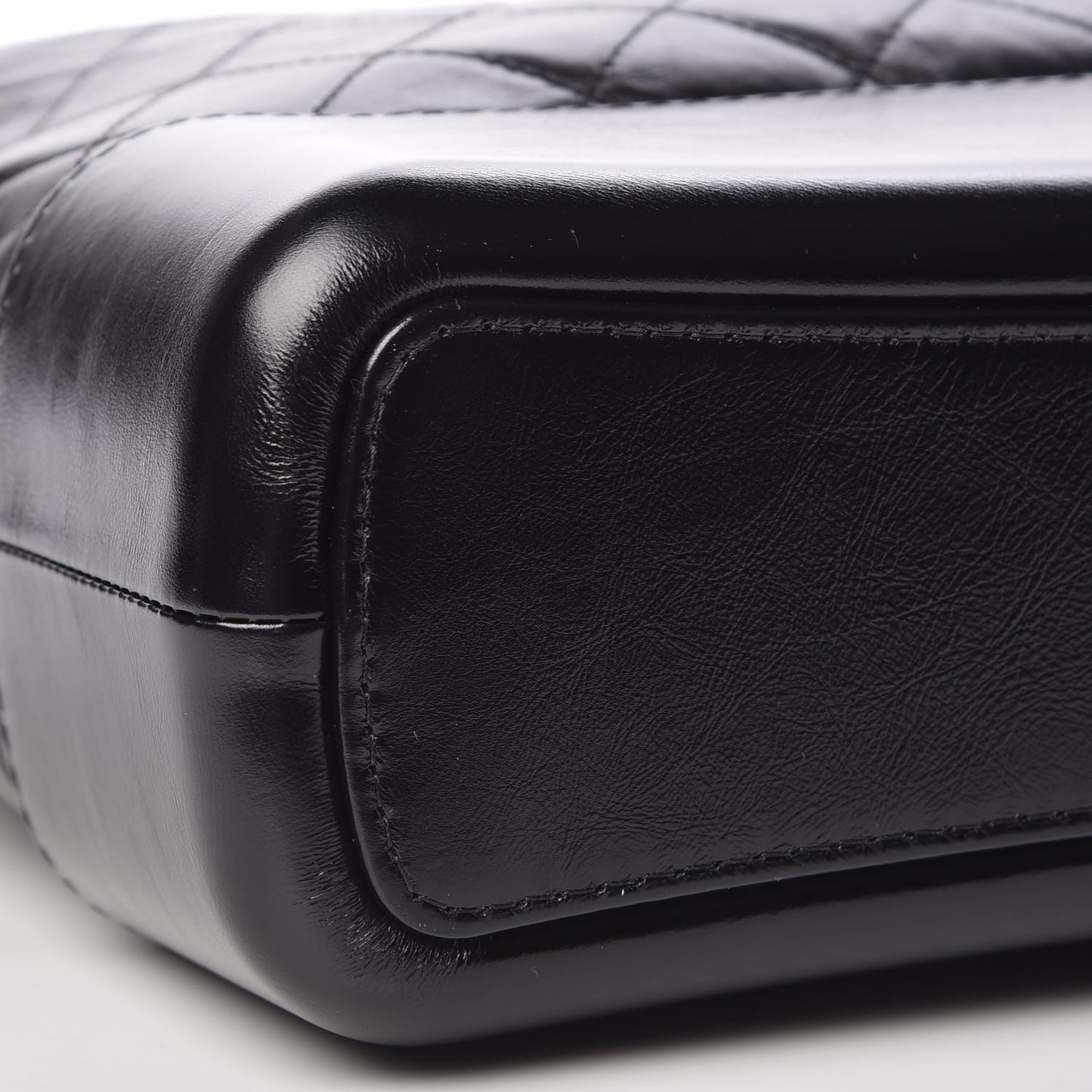 Aged Calfskin Quilted Large Gabrielle Hobo Black