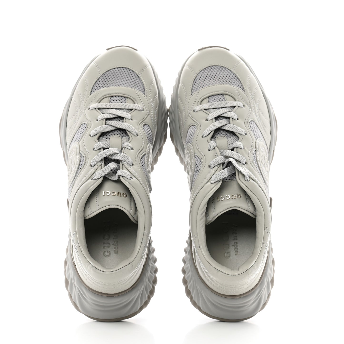 New Nappa Sombre Interlocking G Ripple Mens Platform Sneakers 8 Grey Sky