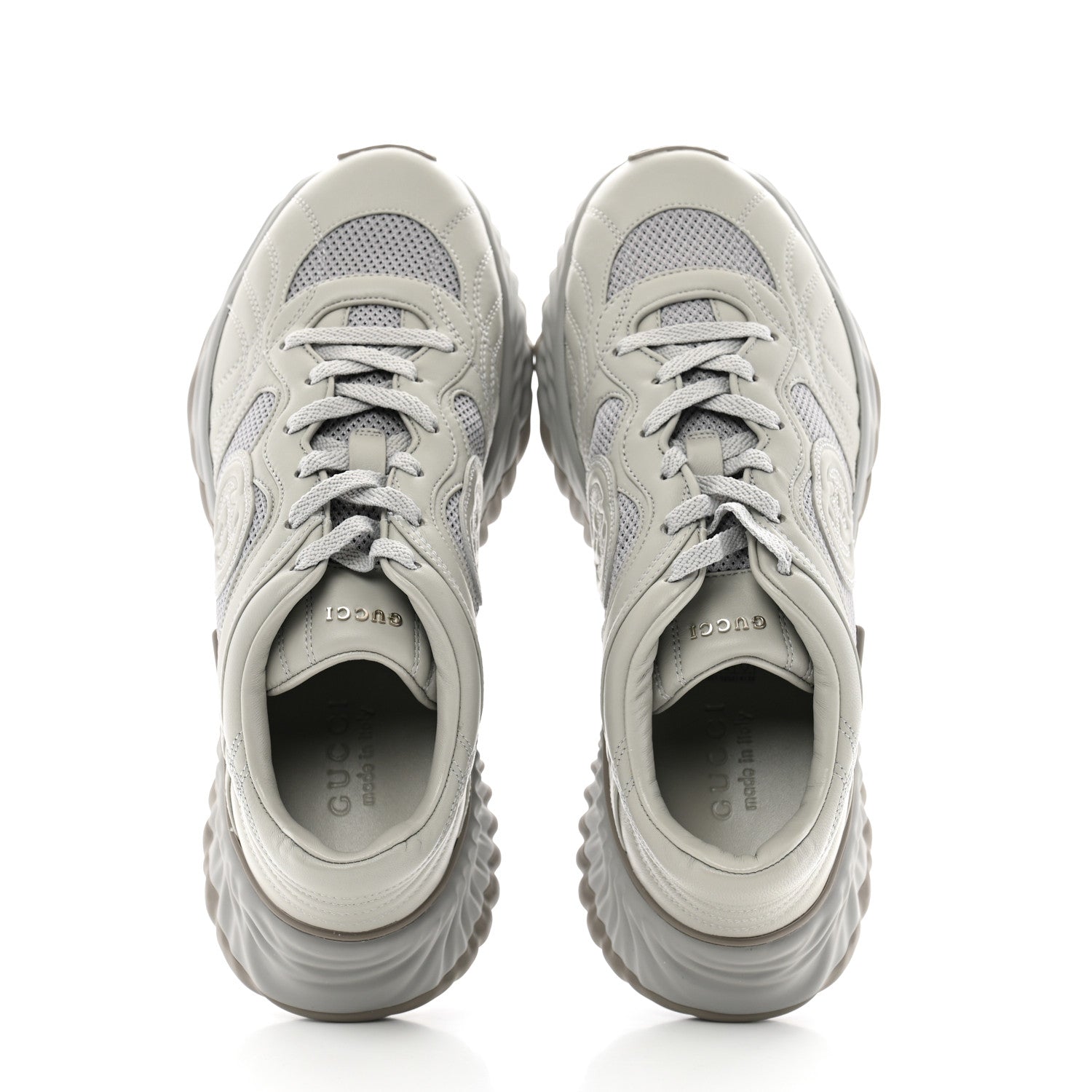 Gucci New Nappa Sombre Interlocking G Ripple Mens Platform Sneakers 8 Grey Sky 2 of 9