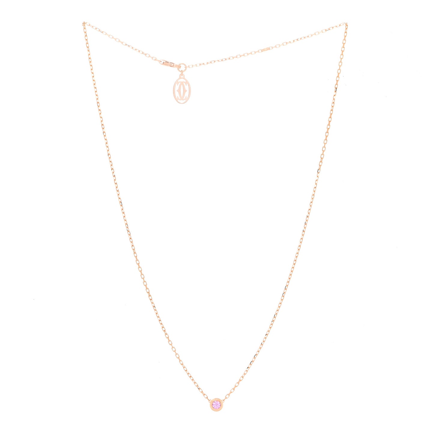 18K Pink Gold Pink Sapphire D'Amour Pendant Necklace